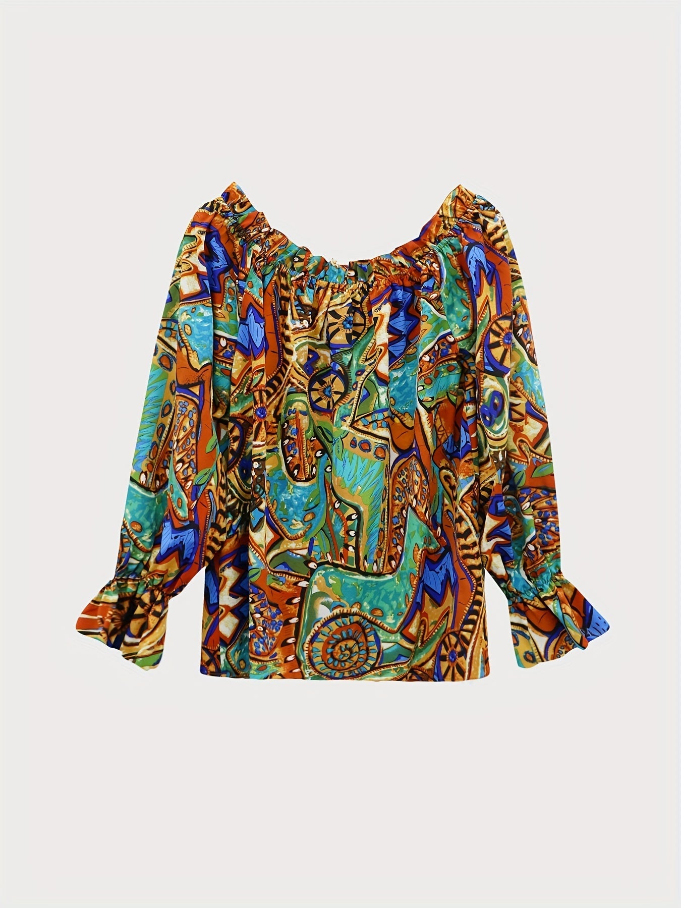 Off-shoulder boho blouse with long sleeves for women