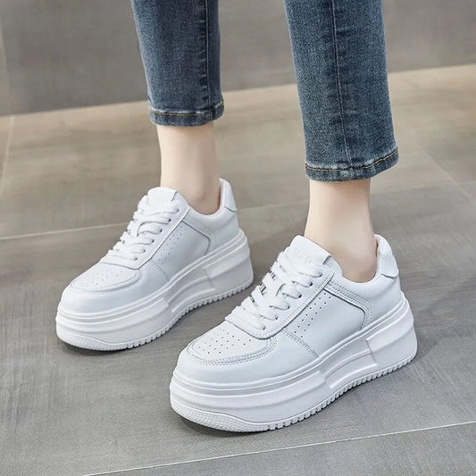 All White Casual Sneakers | Platform Style Zephanie