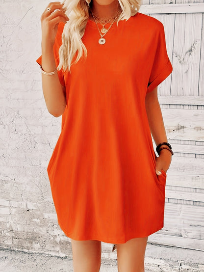 Casual loose short-sleeve t-shirt dress for women