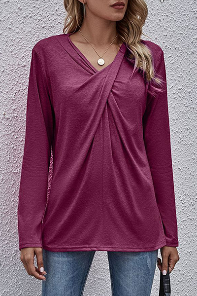 Women's long sleeve top with casual v-neckline