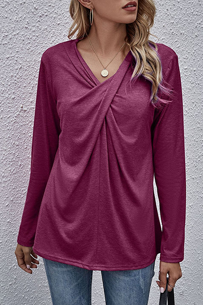 Women's long sleeve top with casual v-neckline