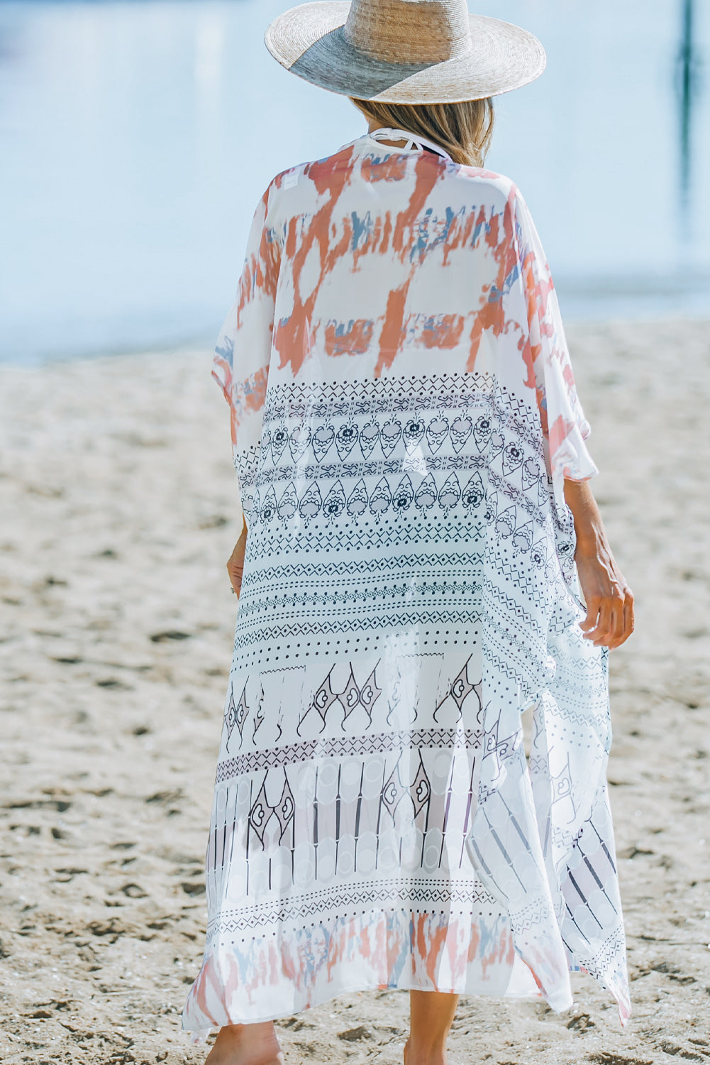 Apricot Bohemian Floral Print Kimono