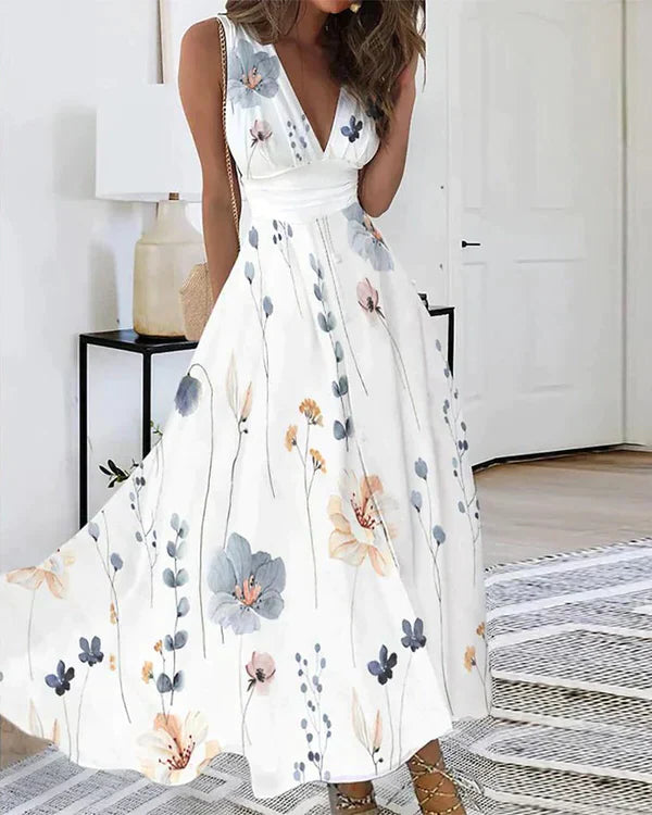 Sleeveless Floral Dress | Elegant Garden Style