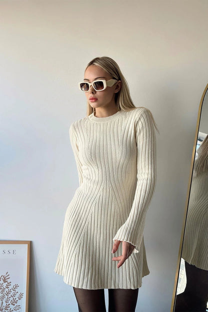 Long-Sleeved Mini Dress | Azalea Ribbed Pattern