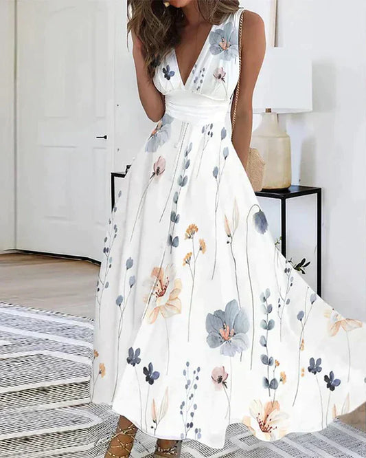 Sleeveless Floral Dress | Elegant Garden Style