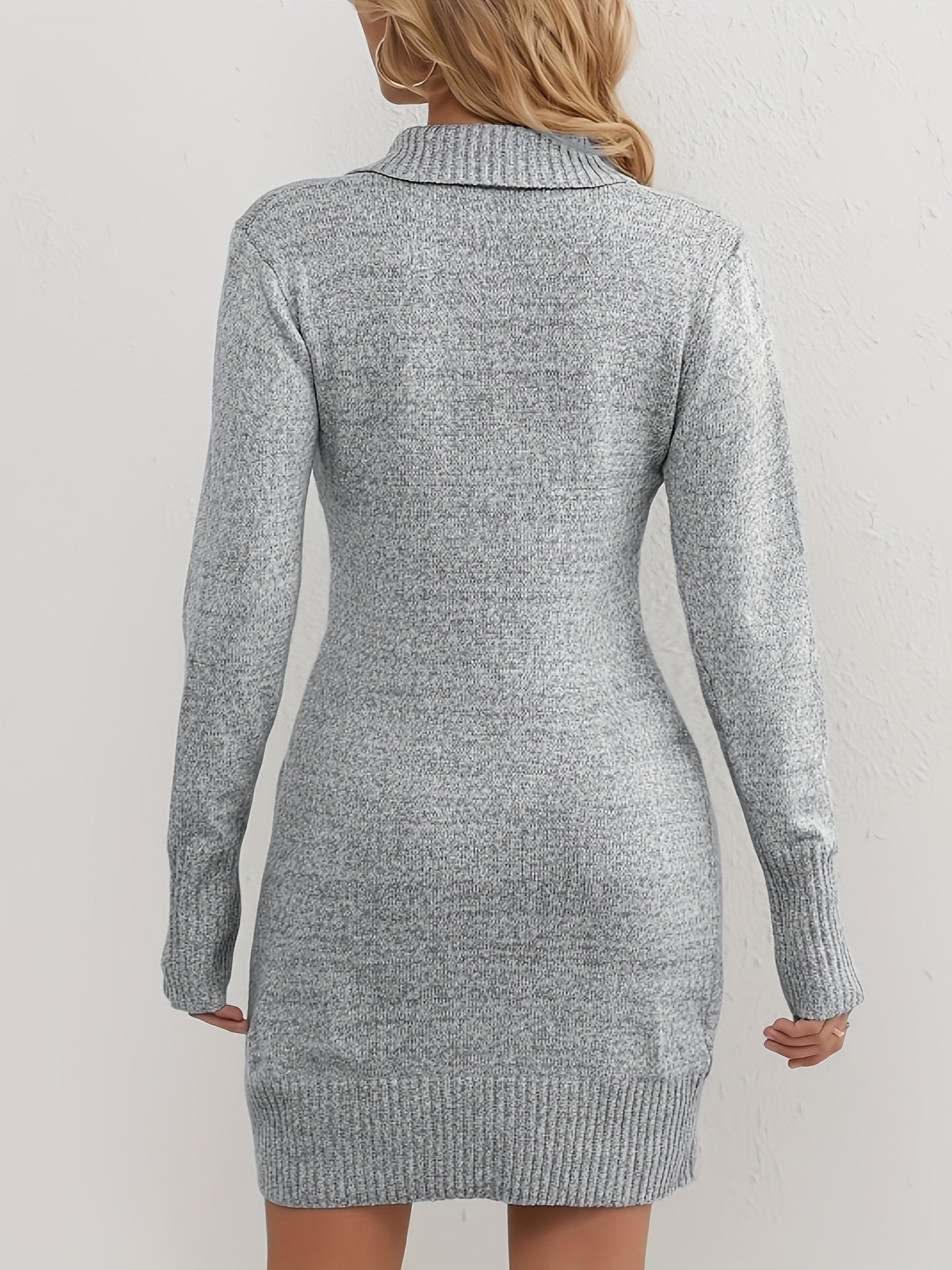 Buttoned-wrap bodycon sweater dress