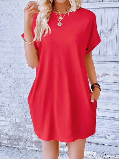 Casual loose short-sleeve t-shirt dress for women