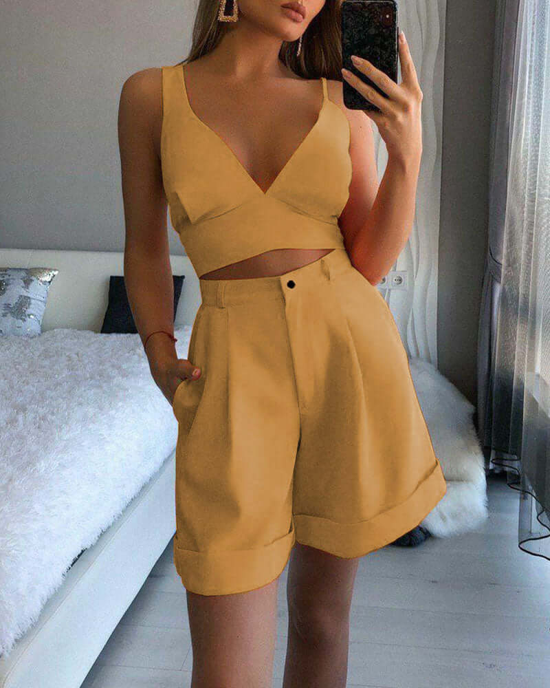 Summer Solid Color Tube Top Set | Stylish Leisure Outfit