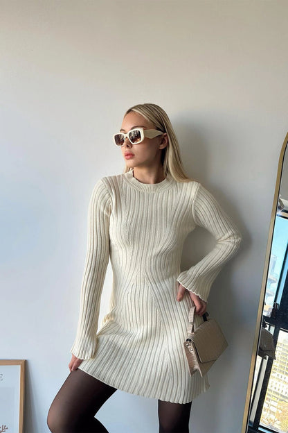 Long-Sleeved Mini Dress | Azalea Ribbed Pattern