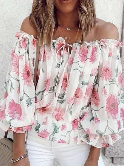 Off-shoulder floral blouse for women