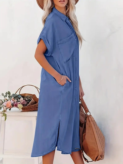 Denim Dress with Batwing Sleeves | Casual Chic Style