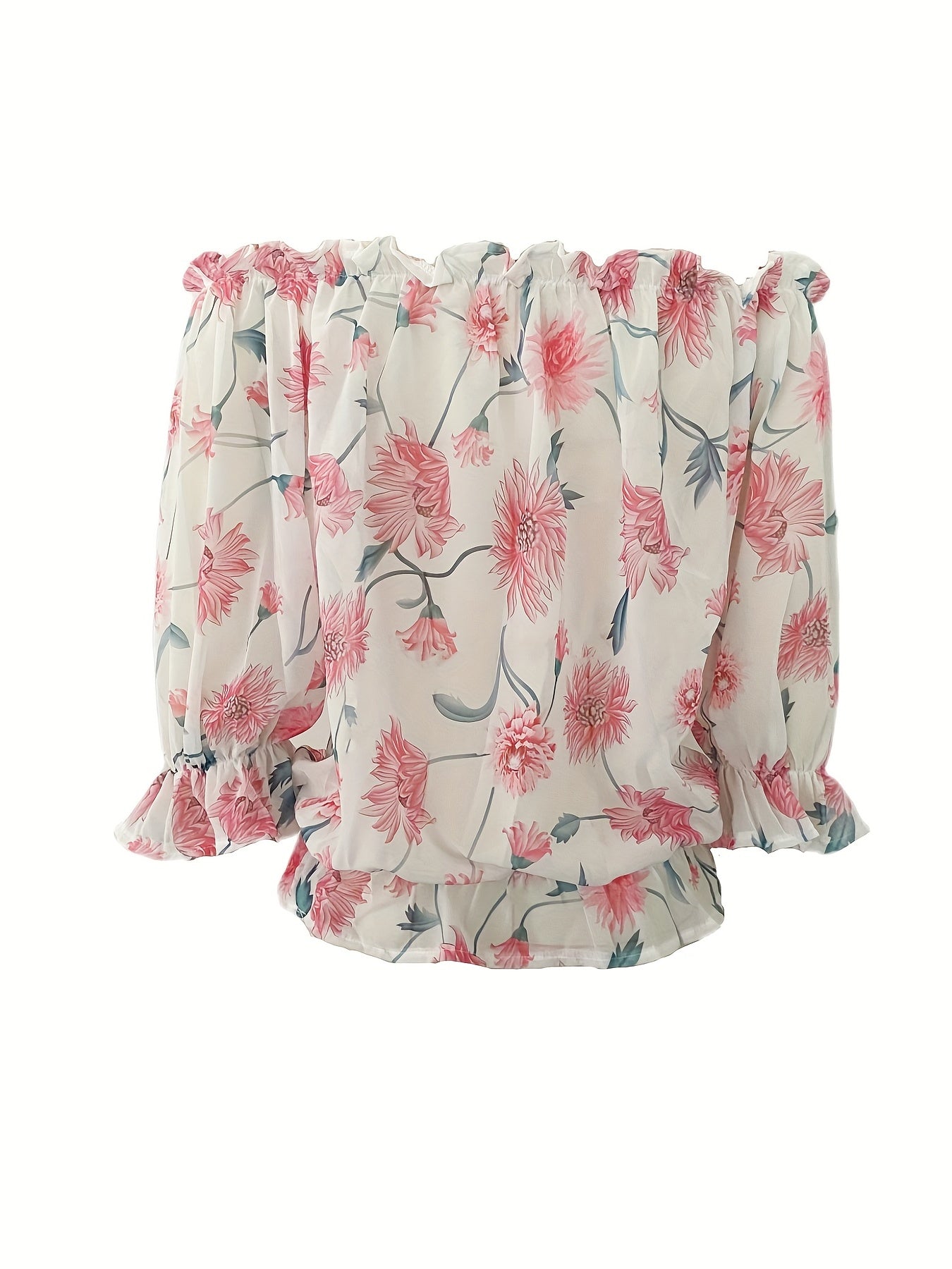 Off-shoulder floral blouse for women