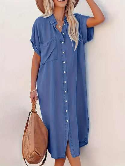 Denim Dress with Batwing Sleeves | Casual Chic Style