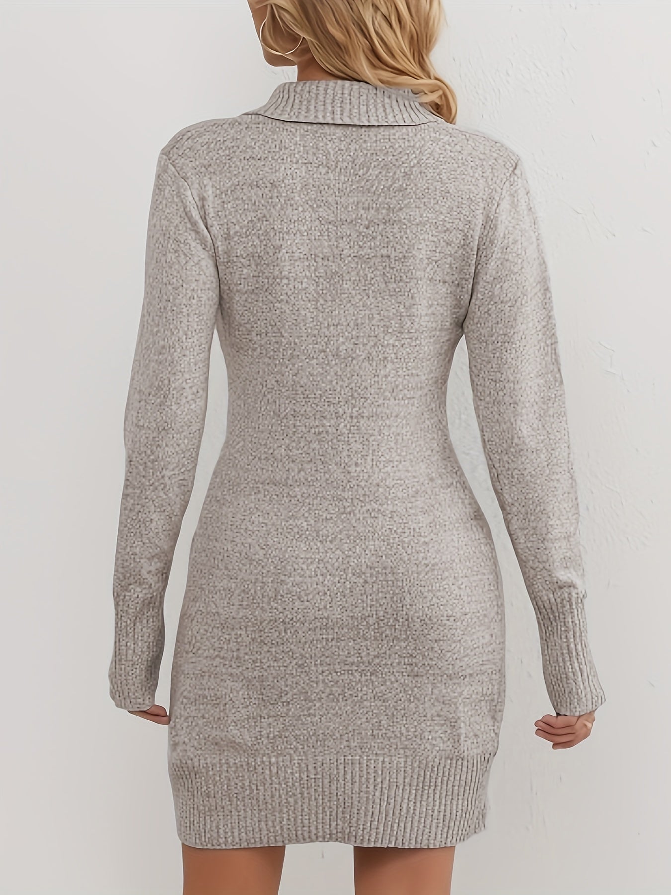 Buttoned-wrap bodycon sweater dress