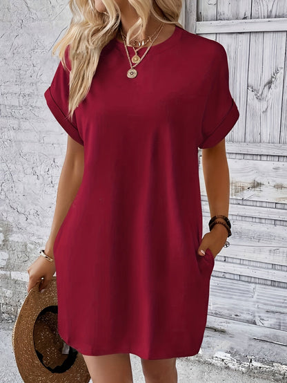 Casual loose short-sleeve t-shirt dress for women