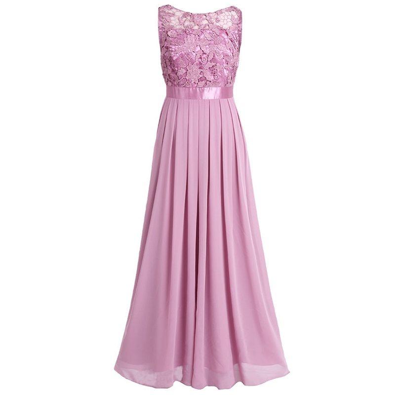 Dainty Pastel Chiffon Gown with Lace Detail