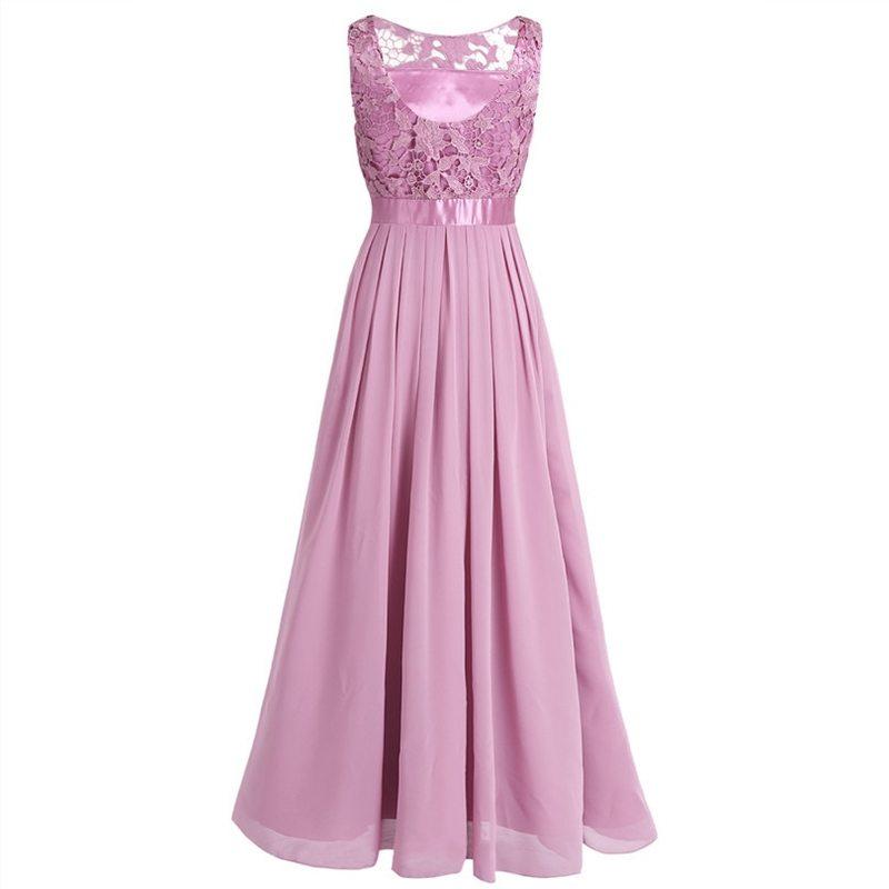 Dainty Pastel Chiffon Gown with Lace Detail