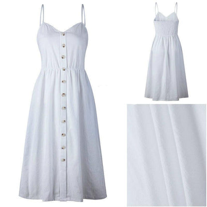 Vintage Button Accent Summer Dress | Comfortable Fit