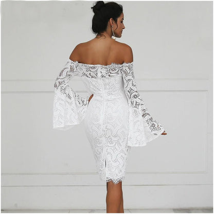 Lace Off the Shoulder Dress with Umbrella Sleeves