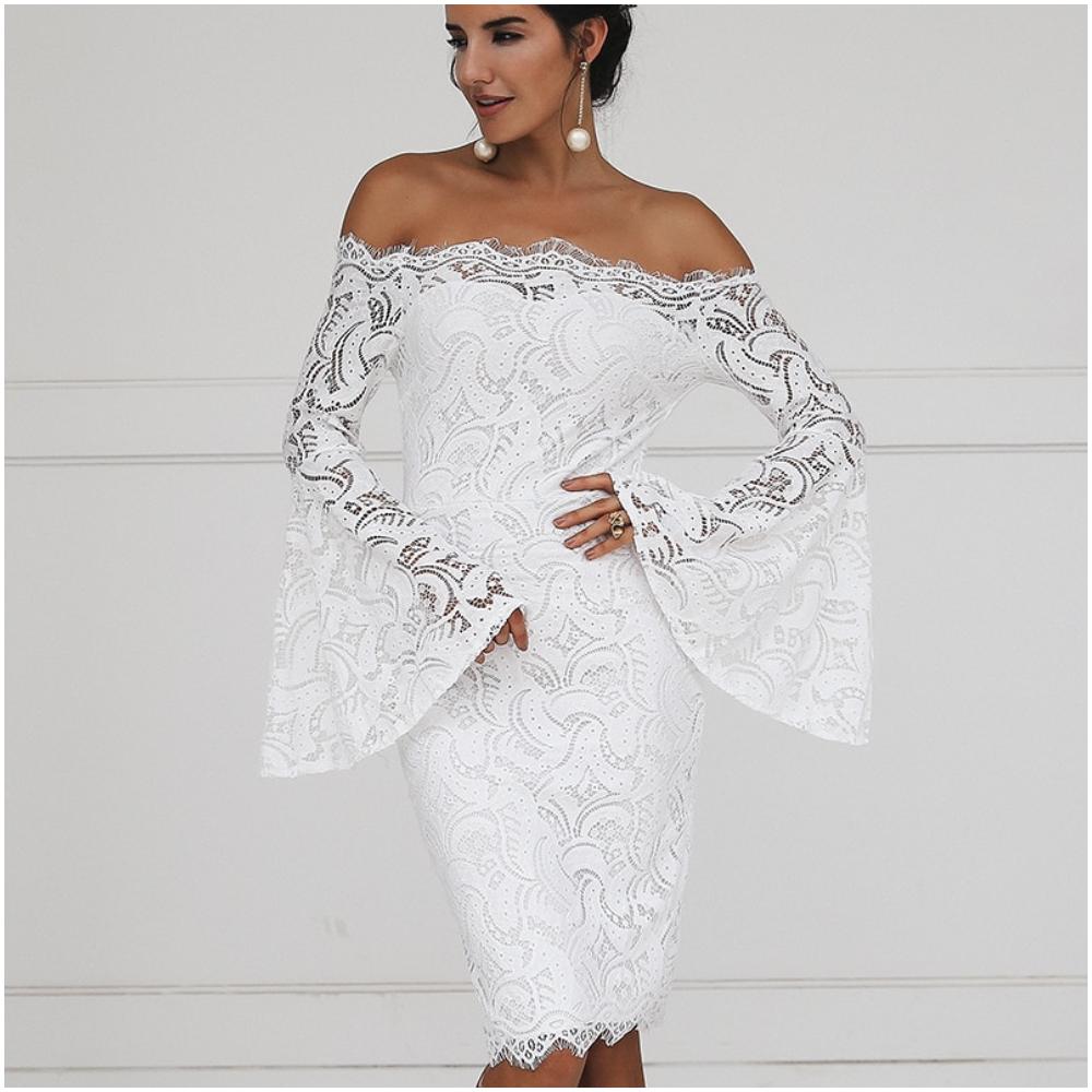 Lace Off the Shoulder Dress with Umbrella Sleeves