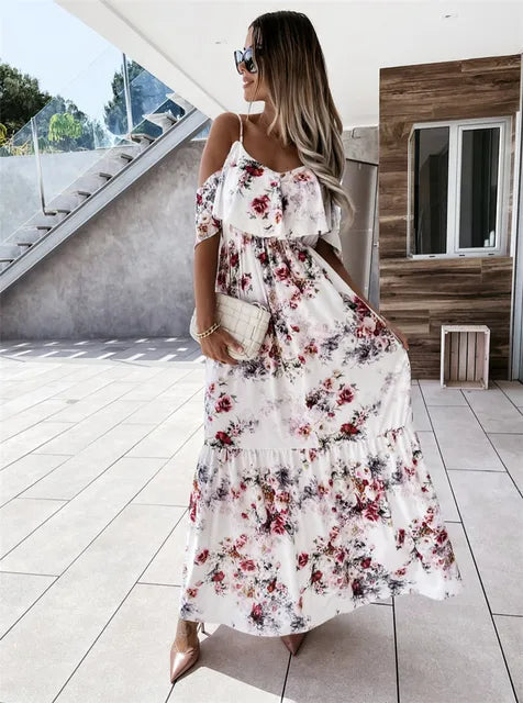 Floral Off-Shoulder Maxi Dress | Ute Style Elegance