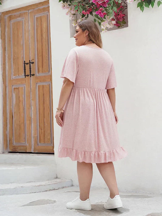 Casual Dress with Ruffled Hemline for Everyday Style