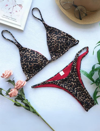 Silje | Leopard Print Bikini Set With Padded Bra