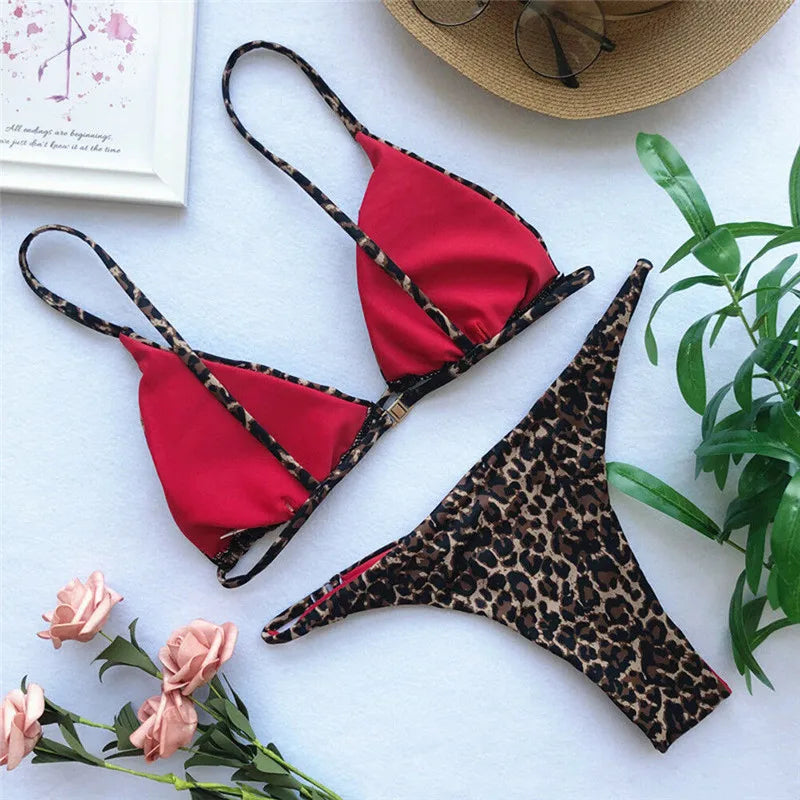 Silje | Leopard Print Bikini Set With Padded Bra