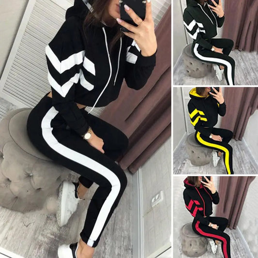 Hooded Fleece Two-Piece Set | Women's Stylish Sportswear for Autumn