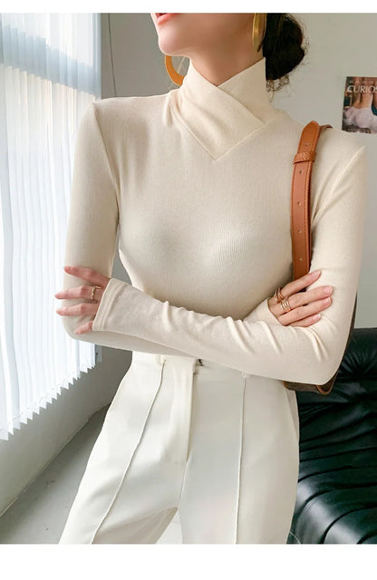 Women's turtleneck long sleeve top