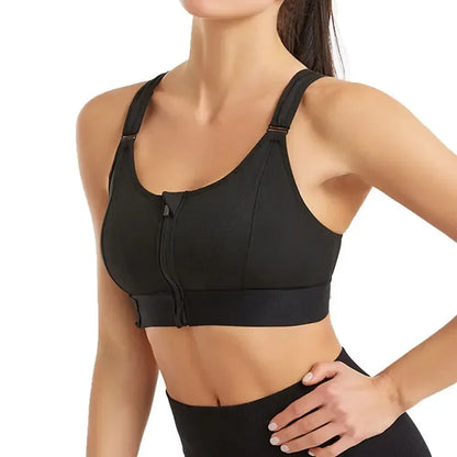 Front Zipper Shockproof Sports Bra | Adjustable Straps for Fitness & Yoga