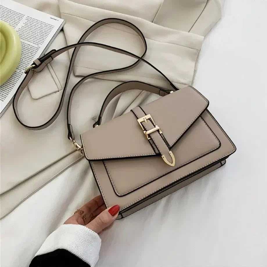 Olive Leather Shoulder Bag | Classic Flap Style