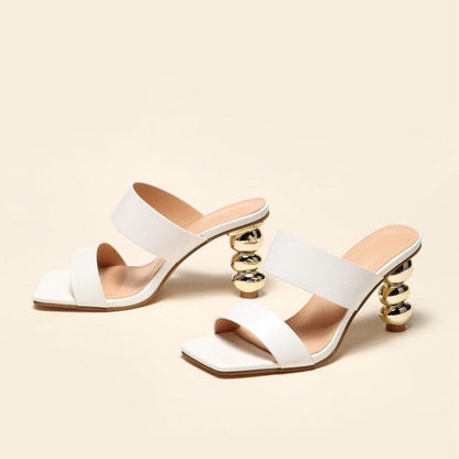 Isla Couture - Elegant sandals with heel and square toe