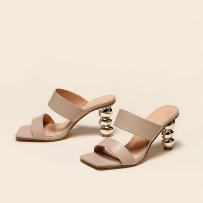 Isla Couture - Elegant sandals with heel and square toe