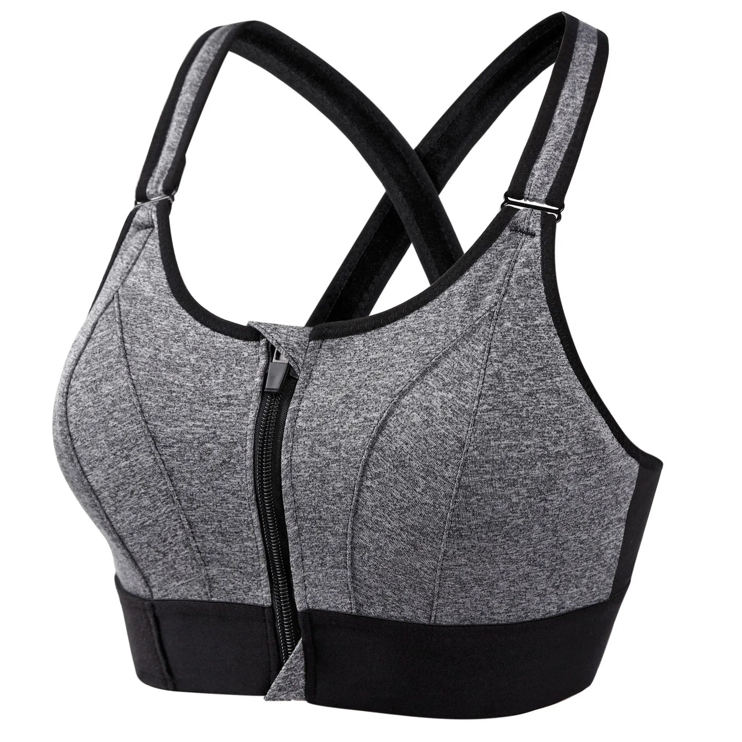 Front Zipper Shockproof Sports Bra | Adjustable Straps for Fitness & Yoga