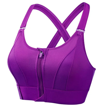 Front Zipper Shockproof Sports Bra | Adjustable Straps for Fitness & Yoga