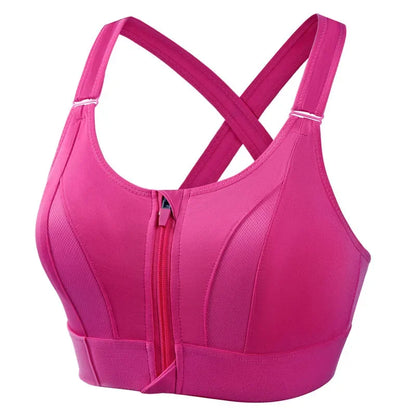 Front Zipper Shockproof Sports Bra | Adjustable Straps for Fitness & Yoga