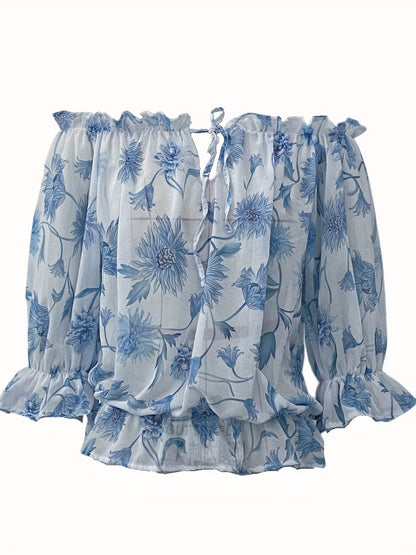 Off-shoulder floral blouse for women