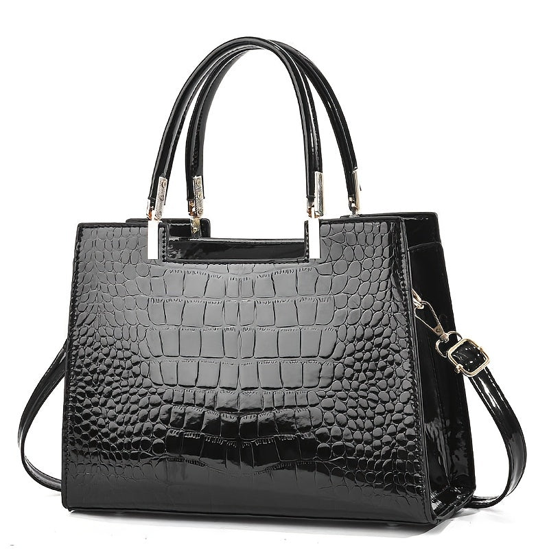 Glossy Crocodile Handbag | Stylish and Versatile Design