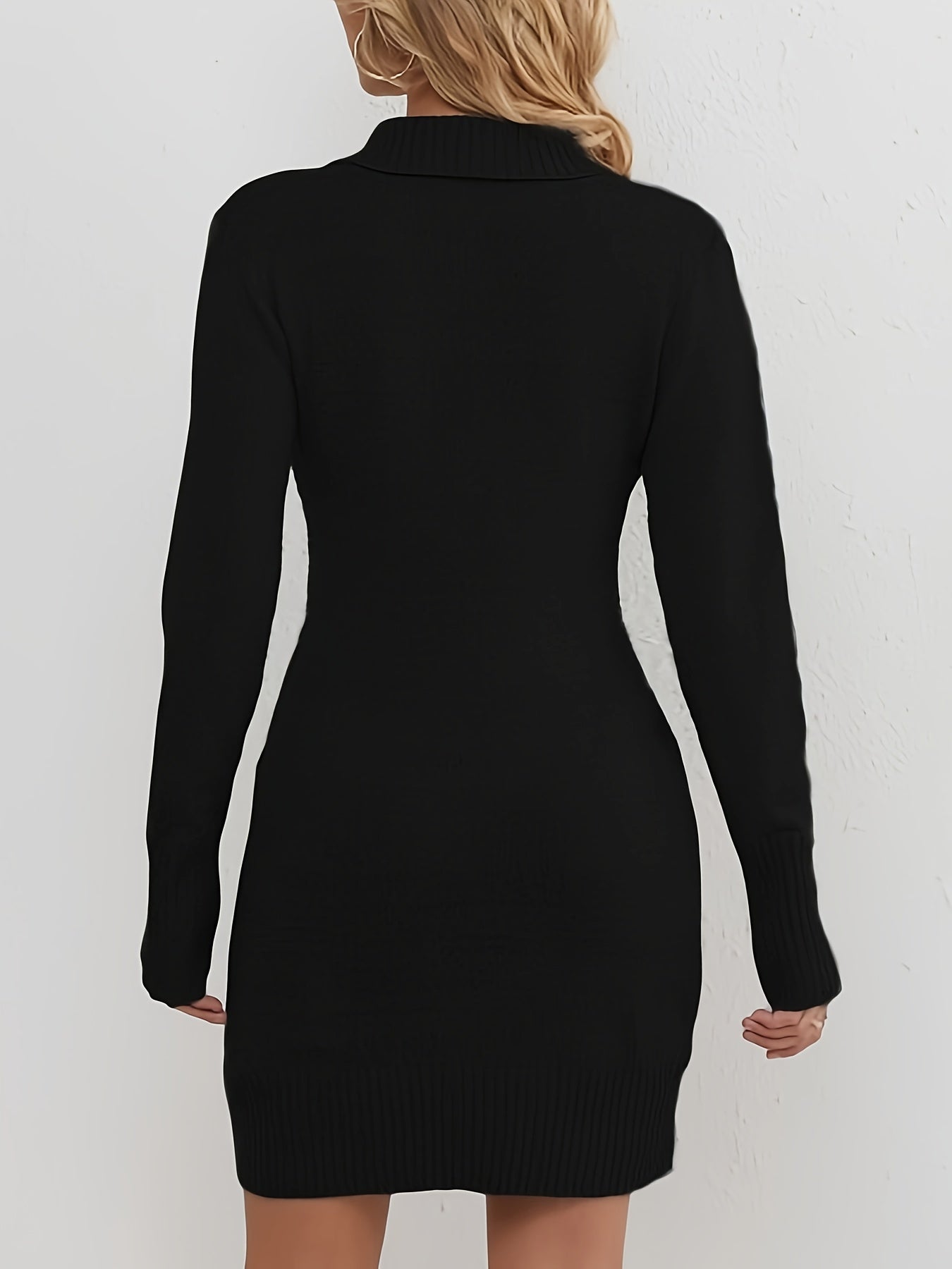 Buttoned-wrap bodycon sweater dress