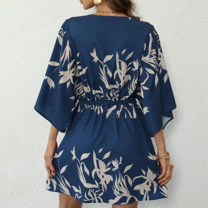 Butterfly Sleeve V-Neck Summer Chiffon Dresses