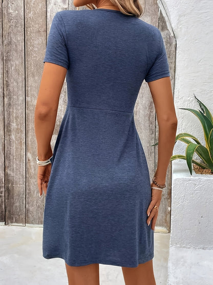 Knot-front v-neck short-sleeve dress