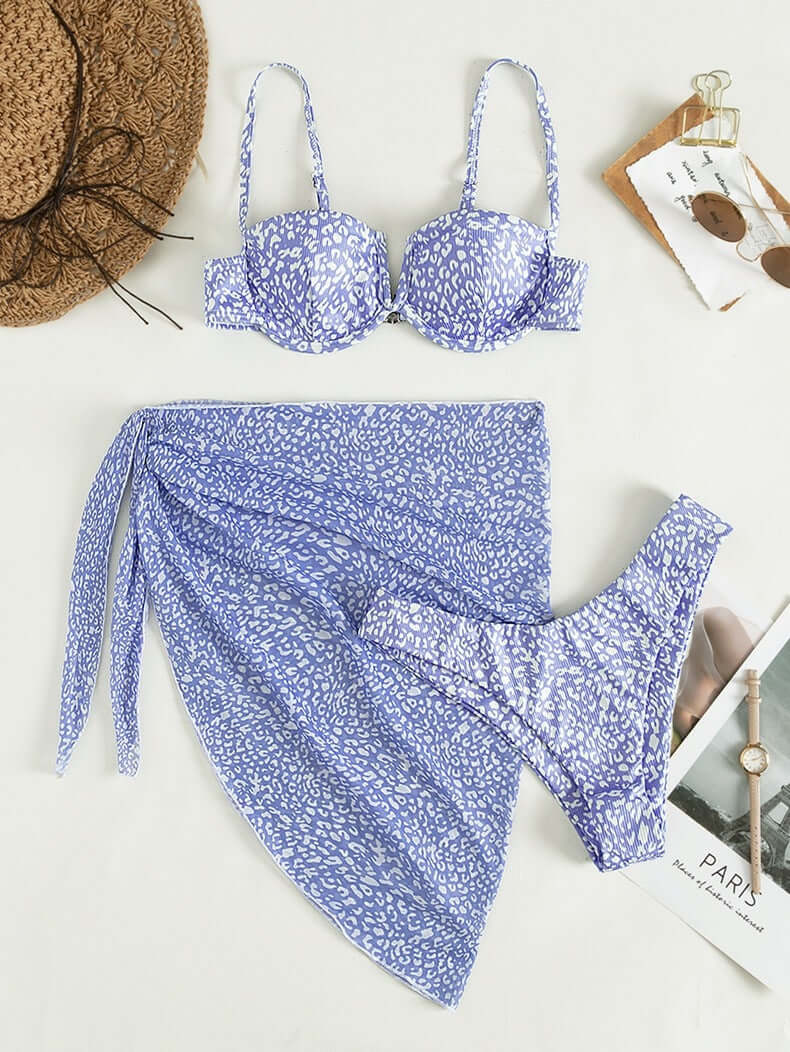 Three-piece beach bikini with floral pattern Winry