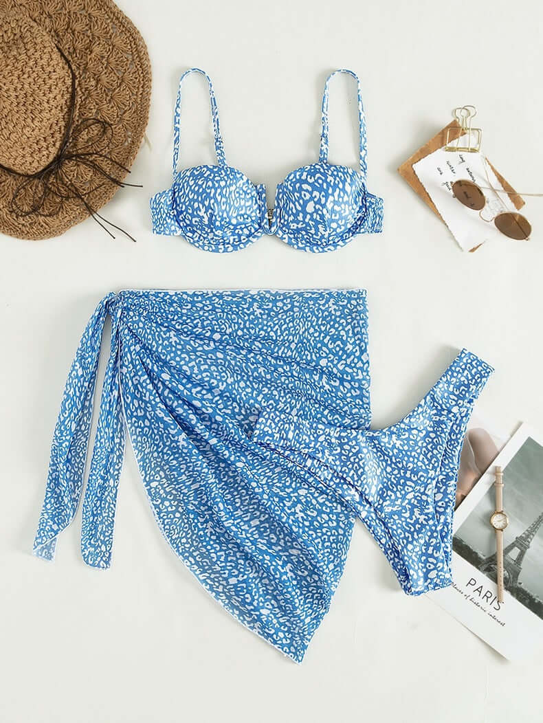 Three-piece beach bikini with floral pattern Winry