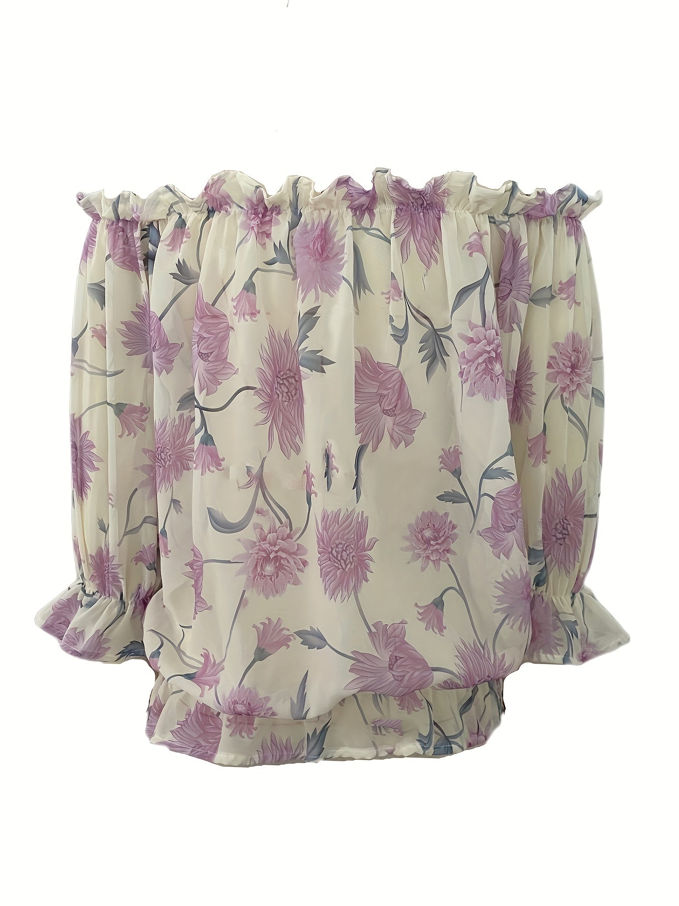 Off-shoulder floral blouse for women