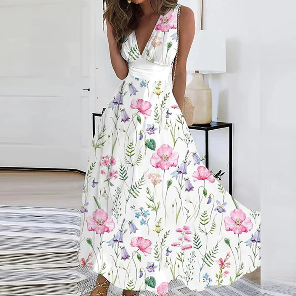 Sleeveless Floral Dress | Elegant Garden Style