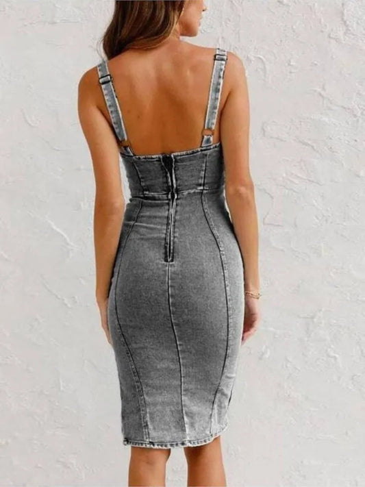 Denim Bodycon Midi Dress | Chic Party Style