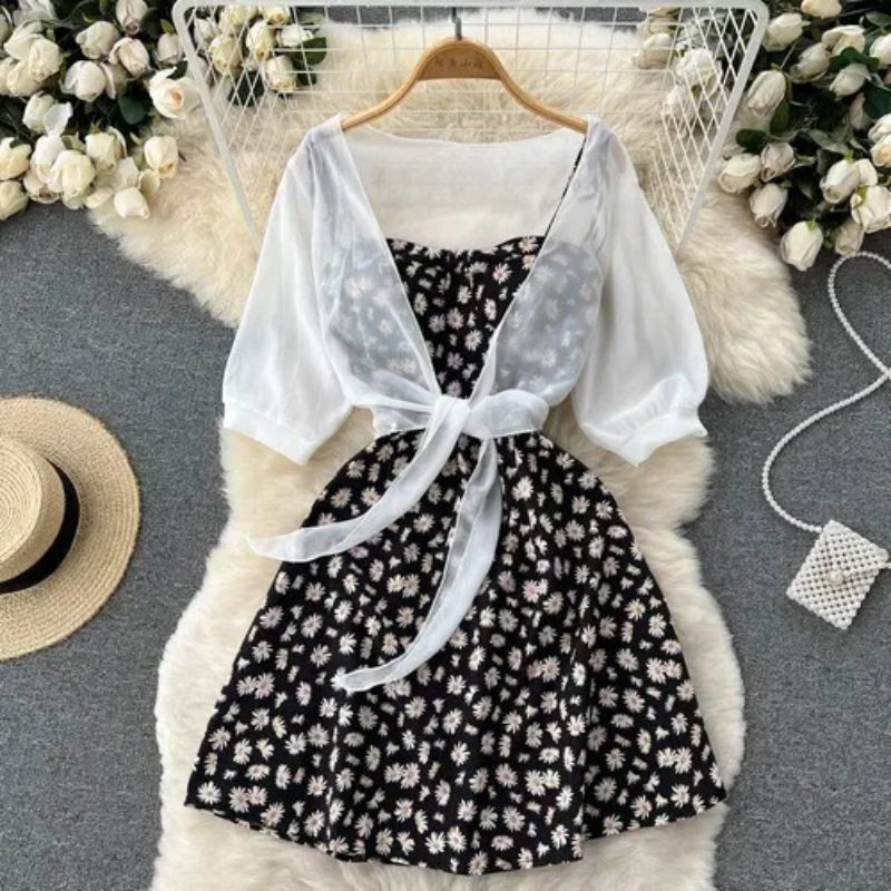 Breezy Chic Floral Print Two-Piece Summer Dress