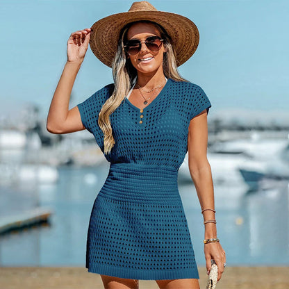 Boho Women's Crochet Knit Summer Cover Up Dress